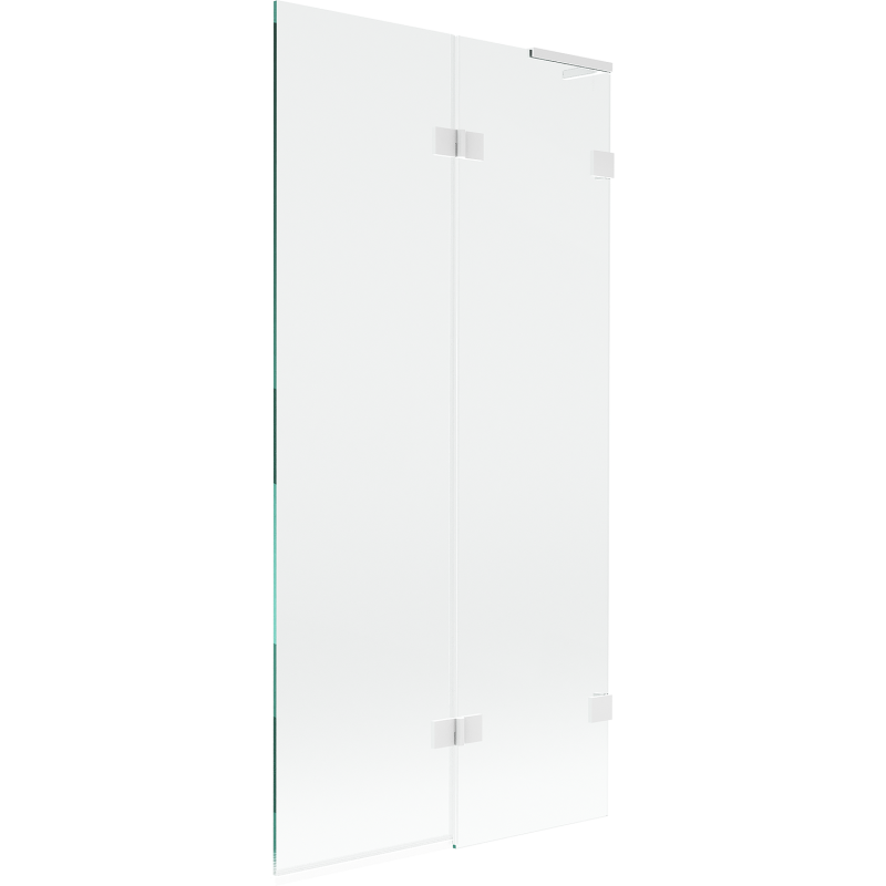 Mexen Lunar L paroi de baignoire pliable à 2 battants, droite 90 x 150 cm, transparent, blanc - 897L-090-100-20-00-P