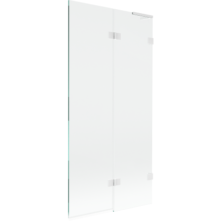 Mexen Lunar L paroi de baignoire 2 volets droite 90 x 150 cm, transparent, blanc - 897L-090-100-20-00-P