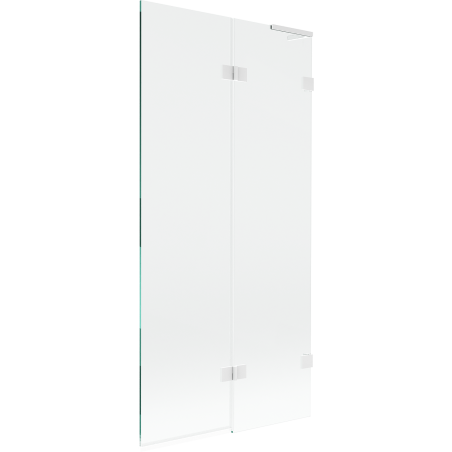 Mexen Lunar L paroi de baignoire pliable à 2 battants, droite 90 x 150 cm, transparent, blanc - 897L-090-100-20-00-P
