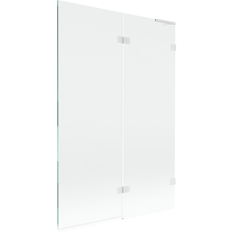 Mexen Lunar L paravent de bain 2 volets droit 120 x 150 cm, transparent, blanc - 897L-120-100-20-00-P