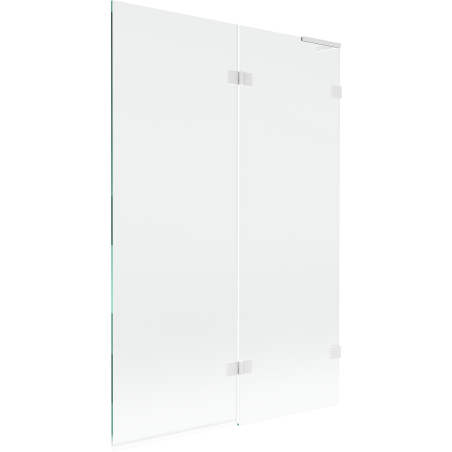 Mexen Lunar L paravent de bain 2 volets droit 120 x 150 cm, transparent, blanc - 897L-120-100-20-00-P