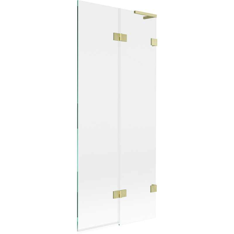 Mexen Lunar L paroi de bain 2 volets droit 80 x 150 cm, transparent, doré brossé - 897L-080-100-55-00-P