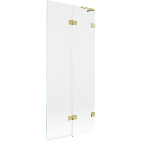Mexen Lunar L paroi de bain 2 volets droit 80 x 150 cm, transparent, doré brossé - 897L-080-100-55-00-P
