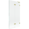 Mexen Lunar L paroi de baignoire 2 volets droite 90 x 150 cm, transparent, doré brossé - 897L-090-100-55-00-P
