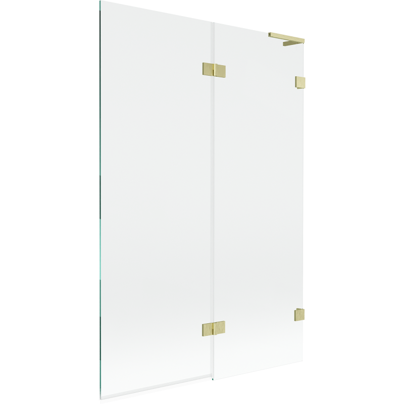Mexen Lunar L paroi de baignoire 2 volets, droite, 120 x 150 cm, transparent, or brossé - 897L-120-100-55-00-P