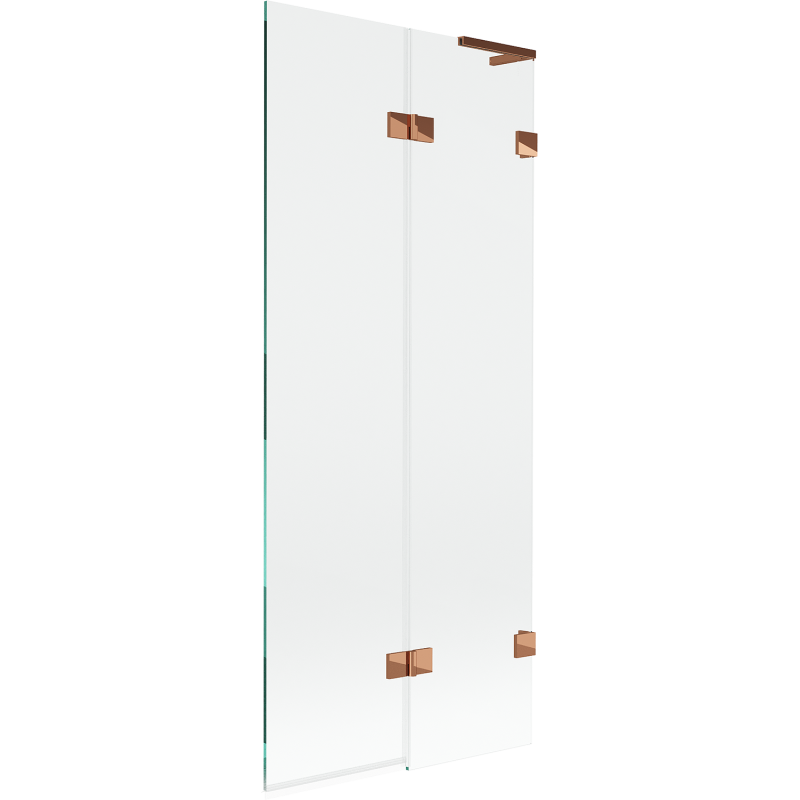 Mexen Lunar L paroi de baignoire 2 volets droite 80 x 150 cm, transparent, or rose - 897L-080-100-60-00-P