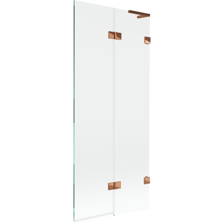 Mexen Lunar L paroi de baignoire 2 volets droite 80 x 150 cm, transparent, or rose - 897L-080-100-60-00-P