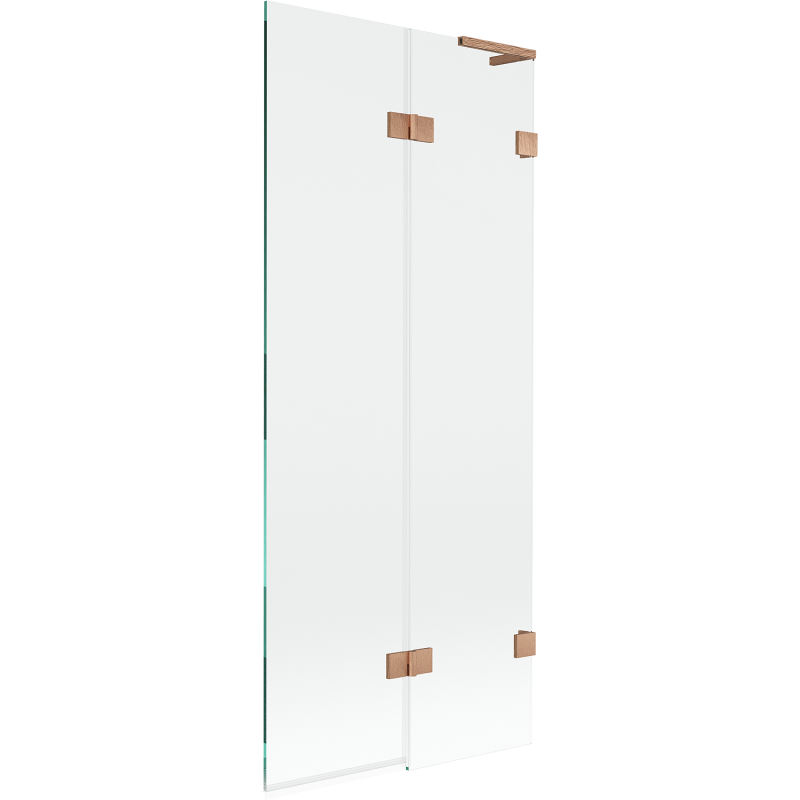 Paroi de baignoire Mexen Lunar L 2 volets droite 80 x 150 cm, transparent, cuivre brossé - 897L-080-100-65-00-P