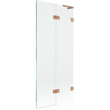 Mexen Lunar L paroi de baignoire 2 volets droit 80 x 150 cm, transparent, cuivre brossé - 897L-080-100-65-00-P