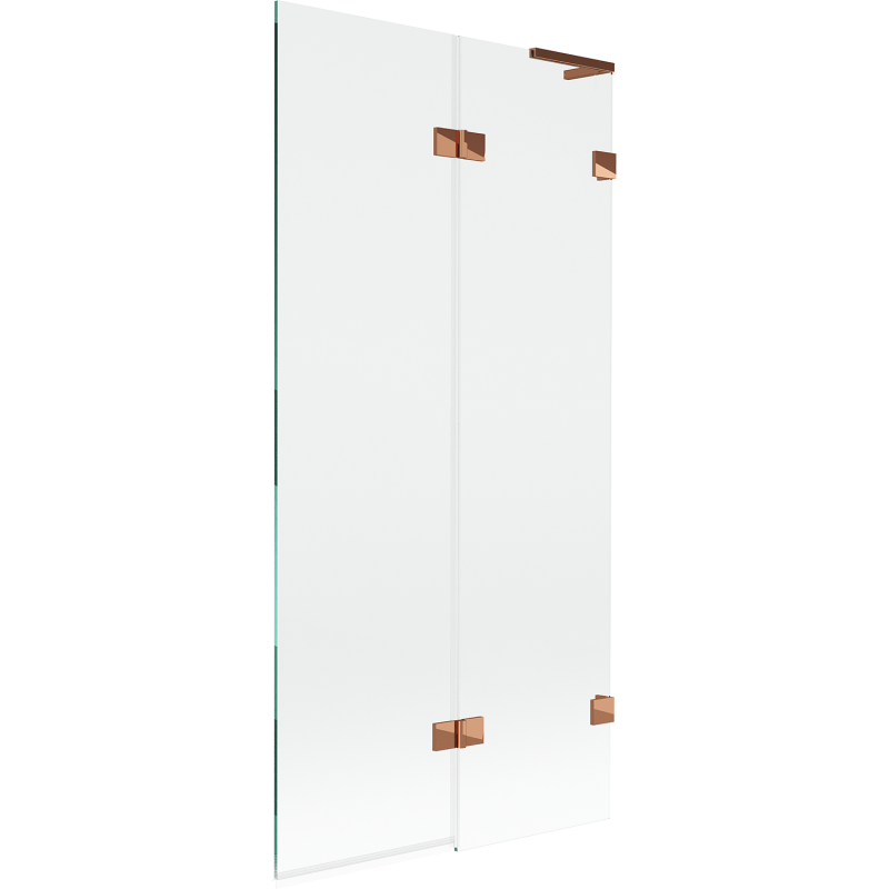 Paravent de baignoire Mexen Lunar L à 2 volets droit 90 x 150 cm, transparent, or rose - 897L-090-100-60-00-P