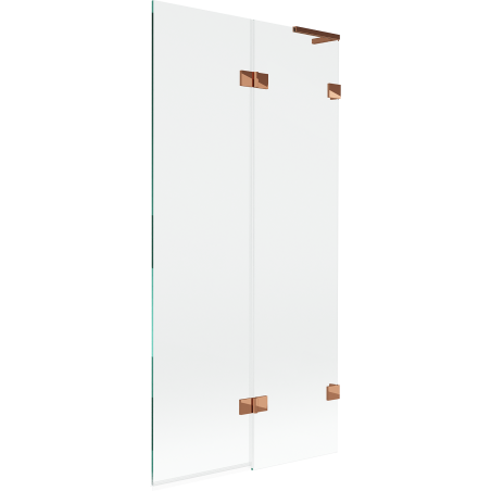 Paravent de baignoire Mexen Lunar L à 2 volets droit 90 x 150 cm, transparent, or rose - 897L-090-100-60-00-P