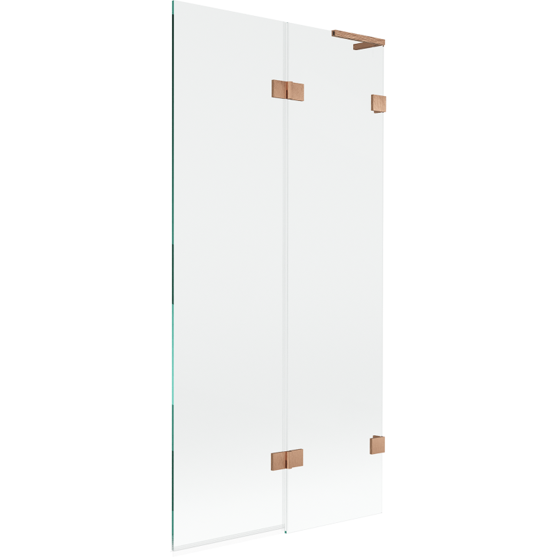 Mexen Lunar L paroi de baignoire 2 volets à droite 90 x 150 cm, transparent, cuivre brossé - 897L-090-100-65-00-P