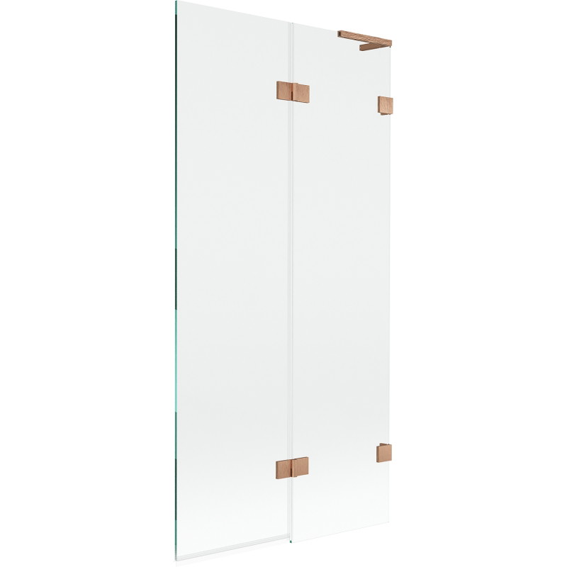 Mexen Lunar L paroi de baignoire 2 volets droite 90 x 150 cm, transparent, cuivre brossé - 897L-090-100-65-00-P