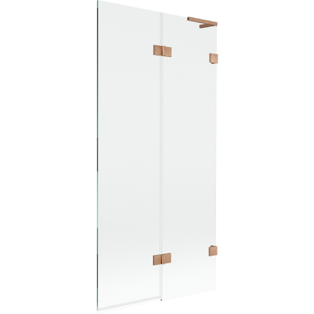 Mexen Lunar L paroi de baignoire 2 volets droite 90 x 150 cm, transparent, cuivre brossé - 897L-090-100-65-00-P