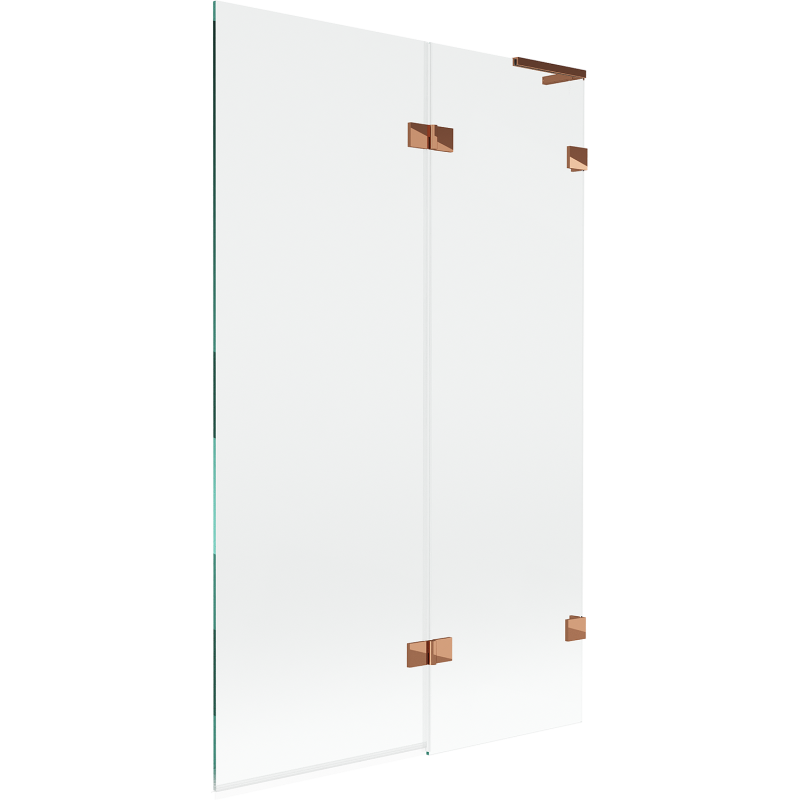 Mexen Lunar L paroi de baignoire à 2 battants droite 110 x 150 cm, transparent, or rose - 897L-110-100-60-00-P