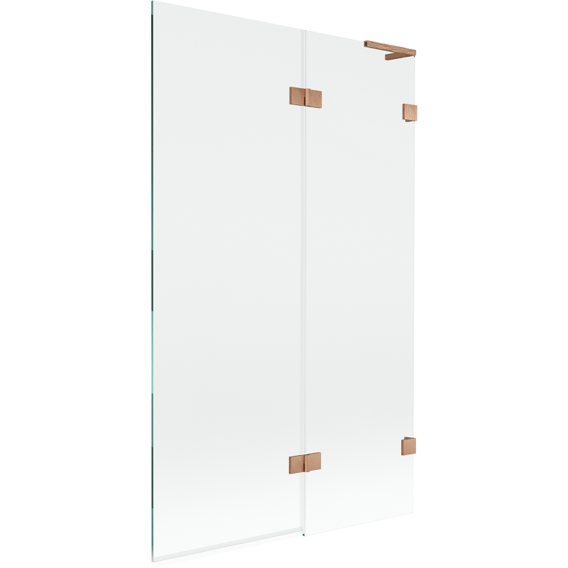 Mexen Lunar L pare-douche de baignoire à 2 volets droit 110 x 150 cm, transparent, cuivre brossé - 897L-110-100-65-00-P