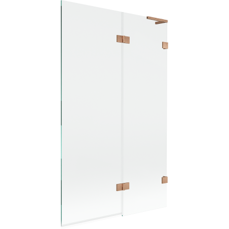 Mexen Lunar L pare-douche de baignoire à 2 volets droit 110 x 150 cm, transparent, cuivre brossé - 897L-110-100-65-00-P