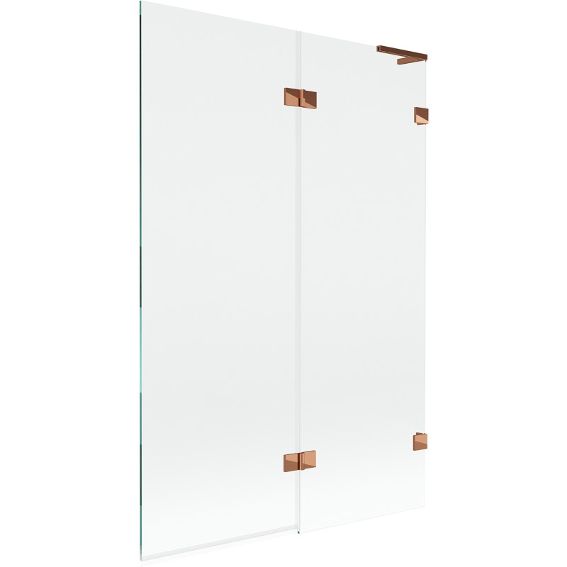 Mexen Lunar L paroi de bain 2 volets à droite 120 x 150 cm, transparent, or rose - 897L-120-100-60-00-P