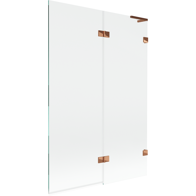 Pare-douche 2 volets droit Mexen Lunar L 120 x 150 cm, transparent, or rose - 897L-120-100-60-00-P