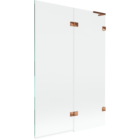 Pare-douche 2 volets droit Mexen Lunar L 120 x 150 cm, transparent, or rose - 897L-120-100-60-00-P