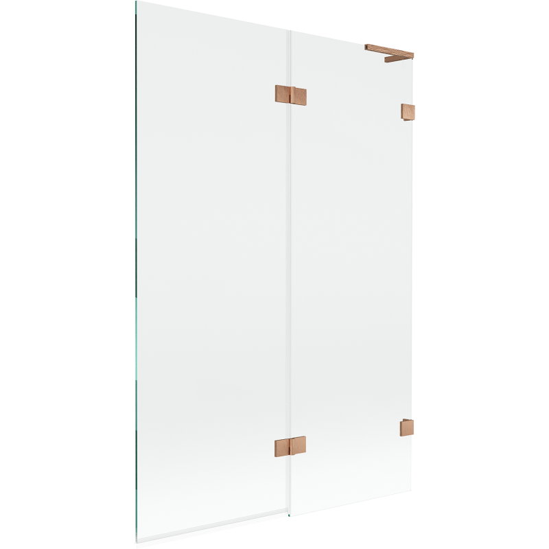 Mexen Lunar L pare-douche à 2 volets droit 120 x 150 cm, transparent, cuivre brossé - 897L-120-100-65-00-P