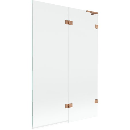 Mexen Lunar L pare-douche à 2 volets droit 120 x 150 cm, transparent, cuivre brossé - 897L-120-100-65-00-P