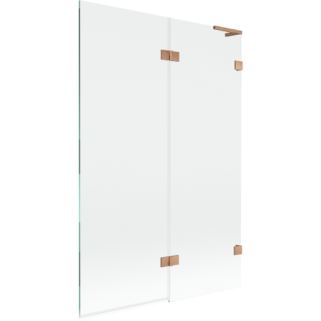 Mexen Lunar L paroi de baignoire 2 volets droite 120 x 150 cm, transparent, cuivre brossé - 897L-120-100-65-00-P