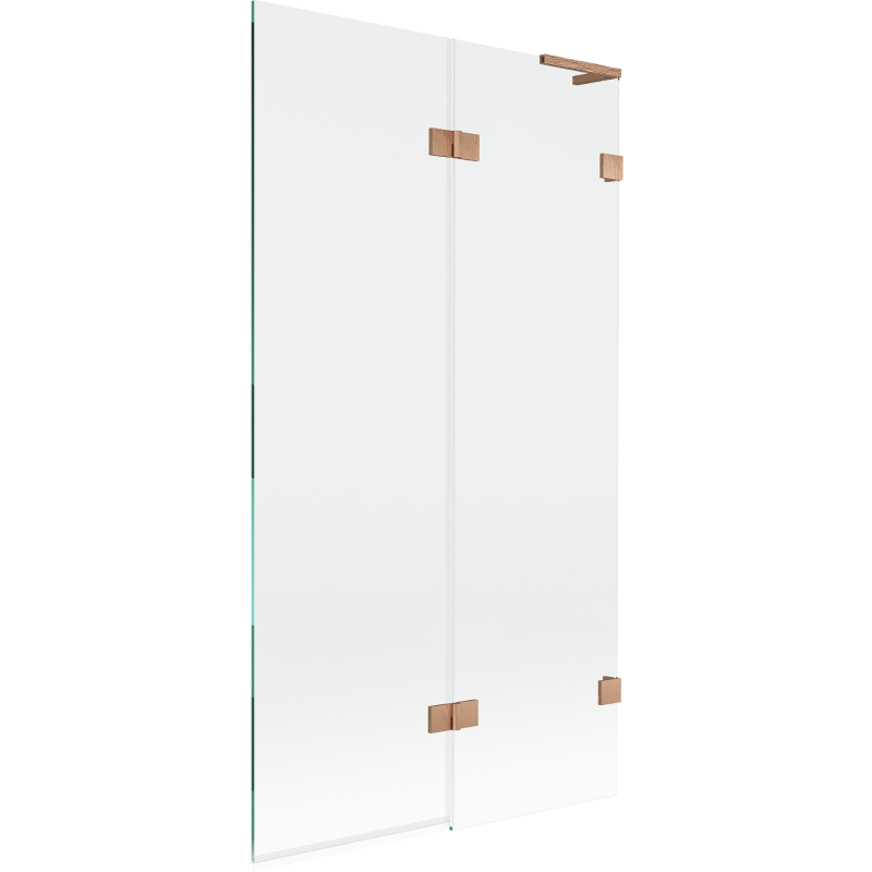 Mexen Lunar L pare-douche à deux volets droit 100 x 150 cm, transparent, cuivre brossé - 897L-100-100-65-00-P