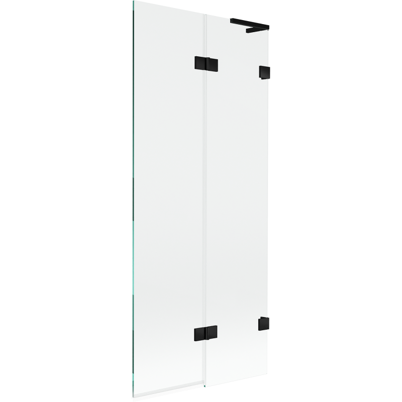 Paravent de bain Mexen Lunar L 2 volets droit 80 x 150 cm, transparent, noir - 897L-080-100-70-00-P