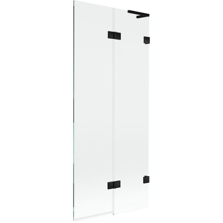 Paravent de bain Mexen Lunar L 2 volets droit 80 x 150 cm, transparent, noir - 897L-080-100-70-00-P
