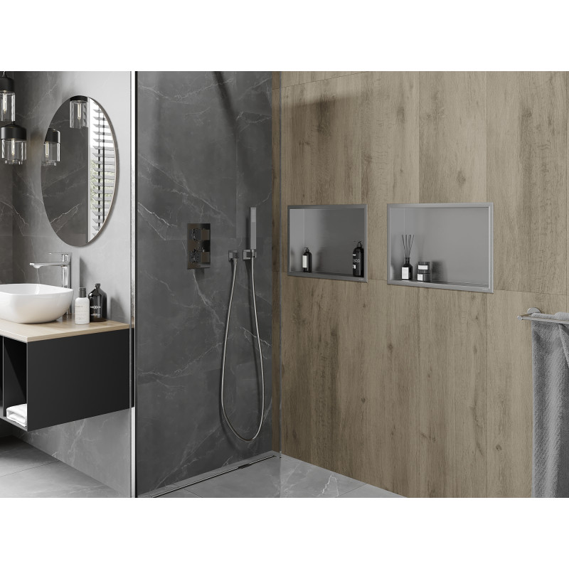 Mexen X-Wall-R étagère encastrée avec collerette 45 x 30 cm, inox - 1910453010