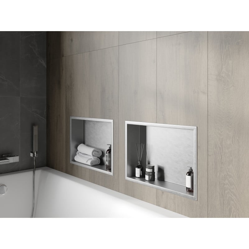 Mexen X-Wall-R étagère encastrée avec collerette 45 x 30 cm, inox - 1910453010