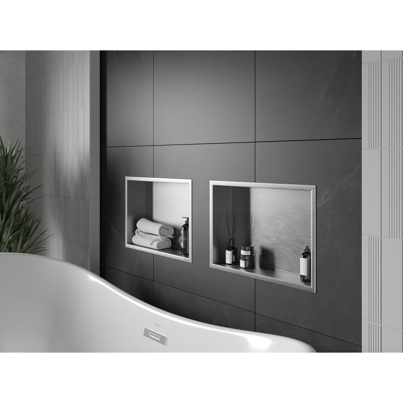 Mexen X-Wall-R étagère encastrée avec collerette 45 x 30 cm, inox - 1910453010