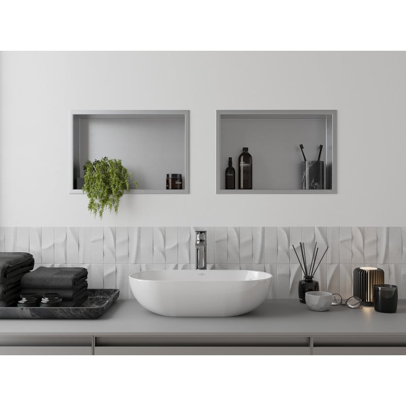 Mexen X-Wall-R étagère encastrée avec collerette 45 x 30 cm, inox - 1910453010