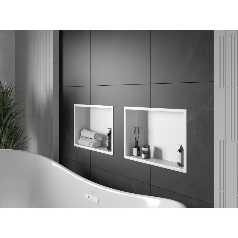 Mexen X-Wall-R étagère encastrée avec rebord 45 x 30 cm, blanche - 1920453010