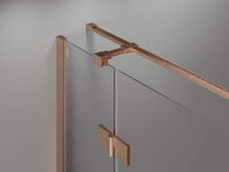 Mexen Mist H T cabine de douche avec porte battante droite 90 x 80 cm, transparent, cuivre brossé - 8A5T-090-080-65-00-P