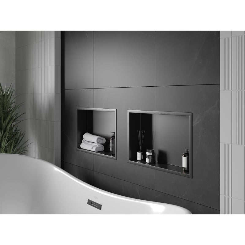 Mexen X-Wall-R étagère encastrée avec rebord 45 x 30 cm, noire - 1970453010
