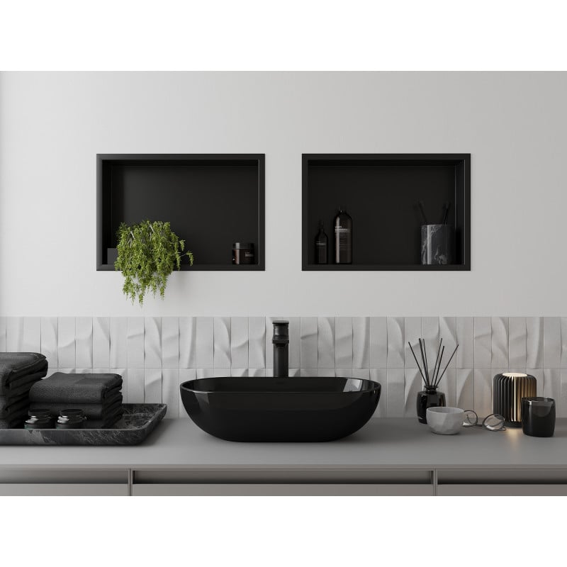 Mexen X-Wall-R étagère encastrée avec rebord 45 x 30 cm, noire - 1970453010
