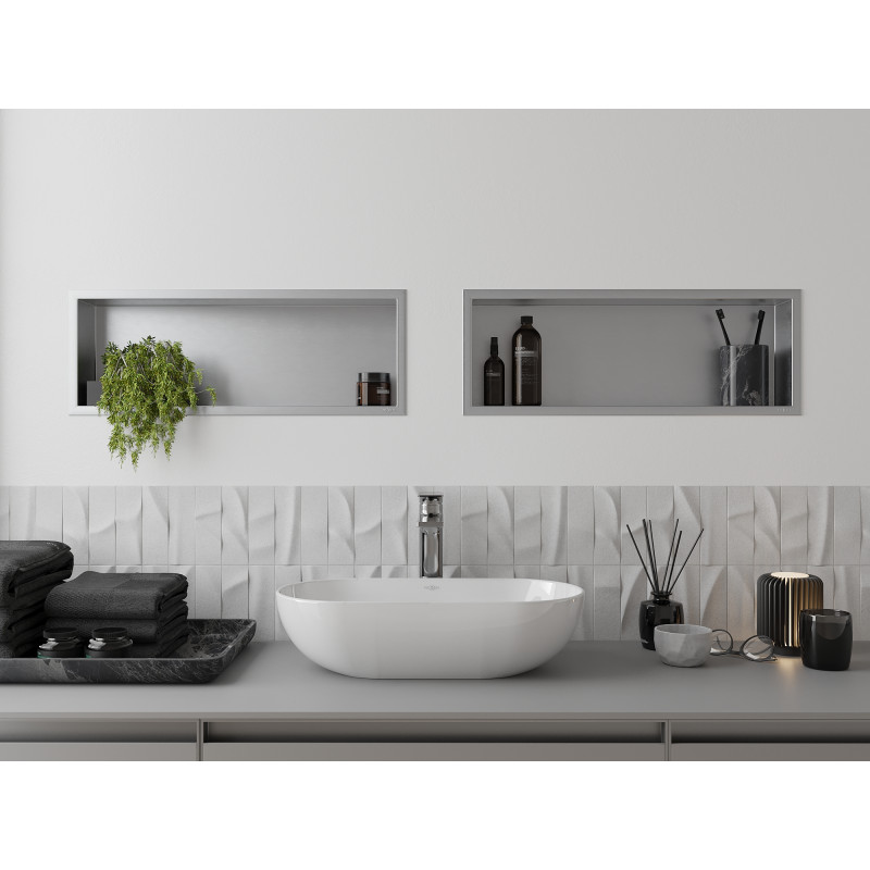 Mexen X-Wall-R étagère encastrée avec collerette 60 x 20 cm, inox - 1910602010