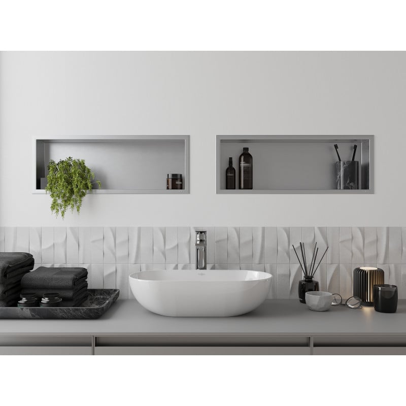 Mexen X-Wall-R étagère encastrée avec rebord 60 x 20 cm, inox - 1910602010