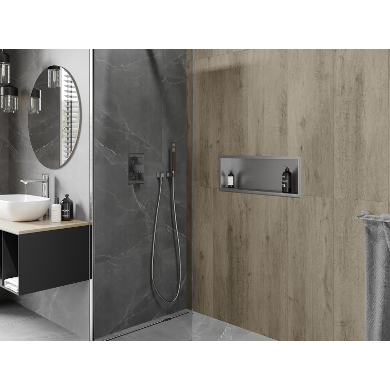 Mexen X-Wall-R étagère encastrée avec collerette 60 x 20 cm, inox - 1910602010
