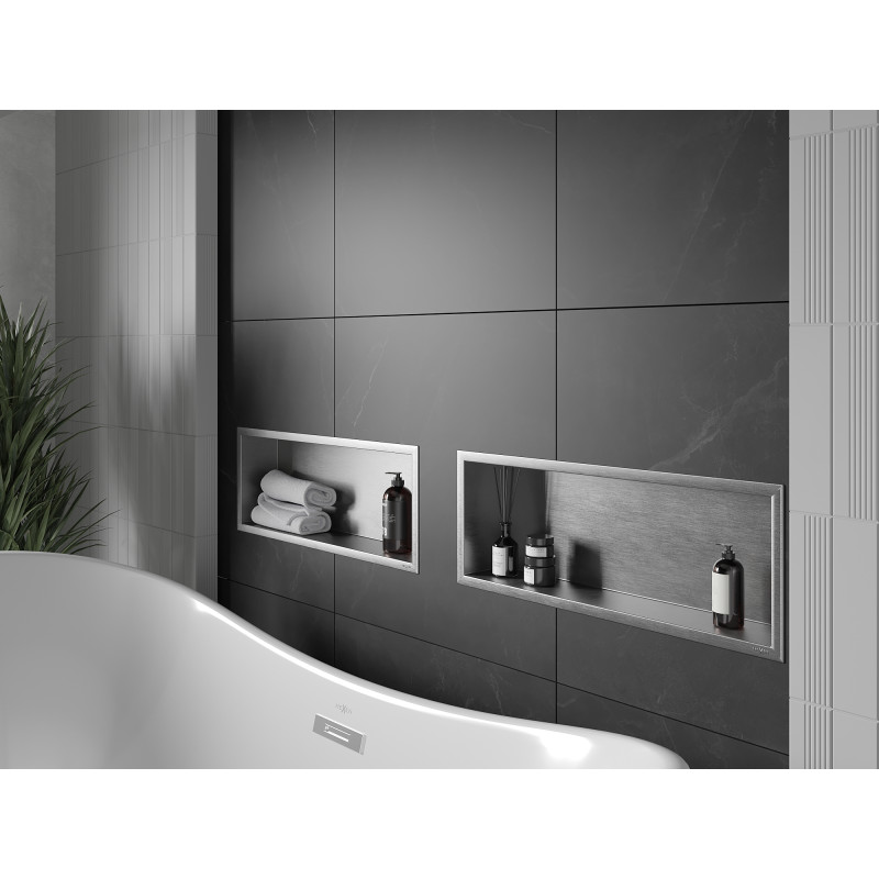 Mexen X-Wall-R étagère encastrée avec rebord 60 x 20 cm, inox - 1910602010