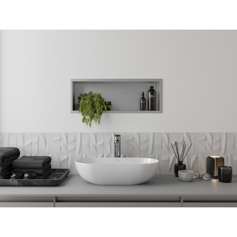 Mexen X-Wall-R étagère encastrée avec rebord 60 x 20 cm, inox - 1910602010