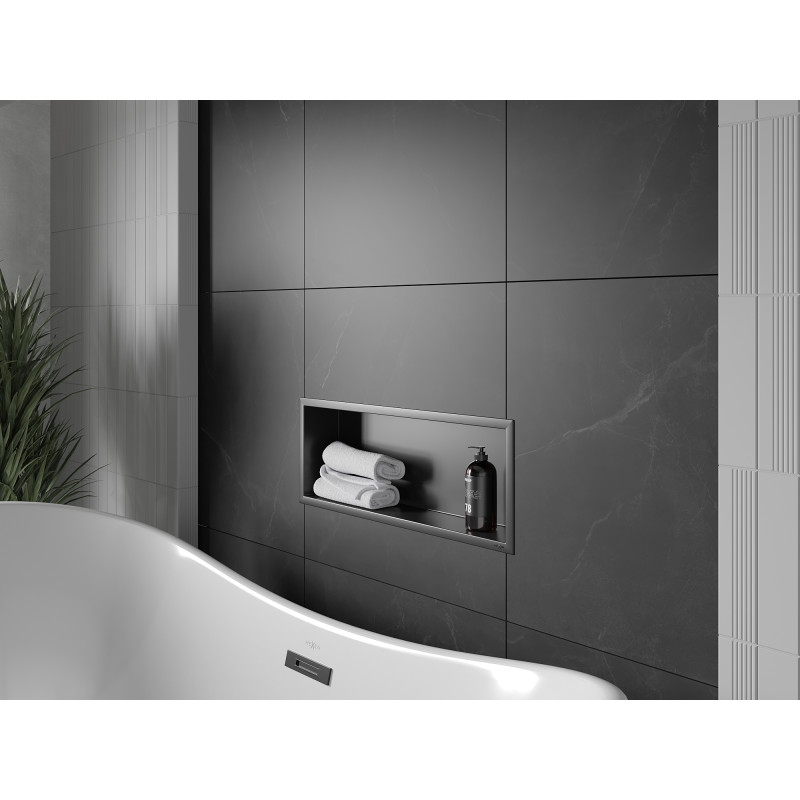 Mexen X-Wall-R étagère encastrée avec rebord 60 x 20 cm, noire - 1970602010