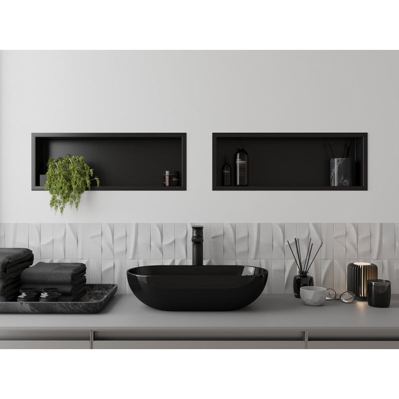 Mexen X-Wall-R étagère encastrée avec collerette 60 x 20 cm, noire - 1970602010