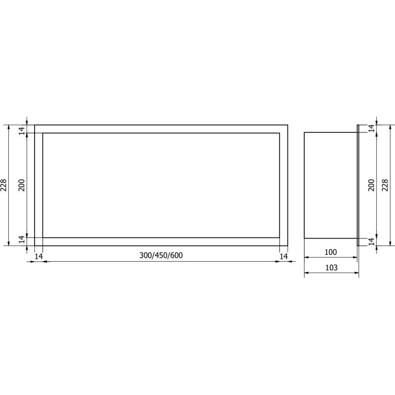 Mexen X-Wall-R étagère encastrée avec rebord 60 x 20 cm, inox - 1910602010
