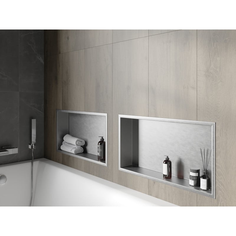 Mexen X-Wall-R étagère encastrée avec collerette 60 x 30 cm, inox - 1910603010