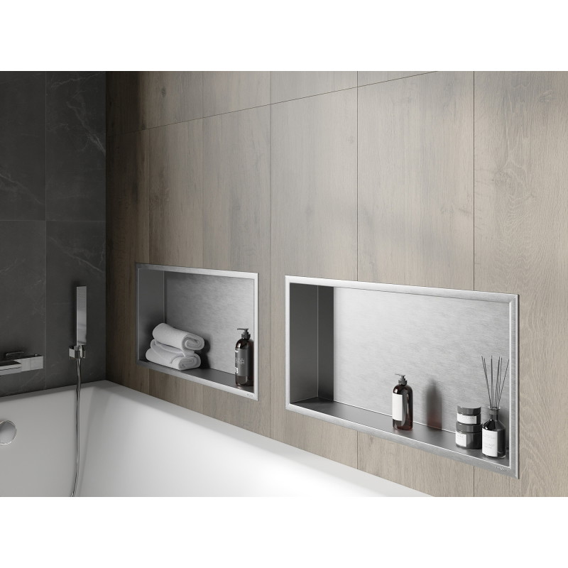 Mexen X-Wall-R étagère encastrée avec rebord 60 x 30 cm, inox - 1910603010
