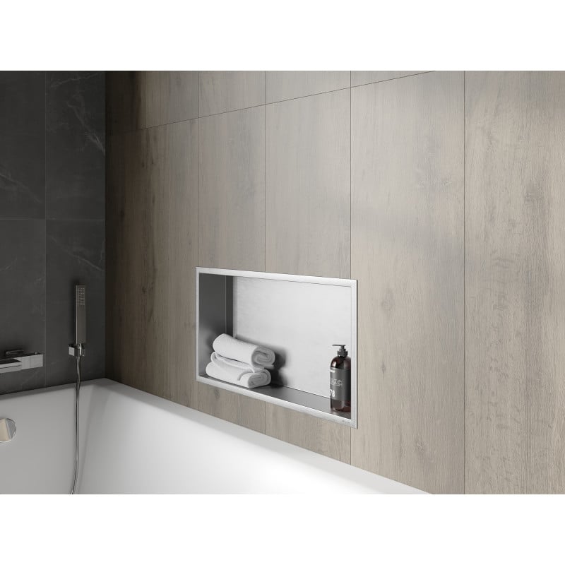 Mexen X-Wall-R étagère encastrée avec collerette 60 x 30 cm, inox - 1910603010
