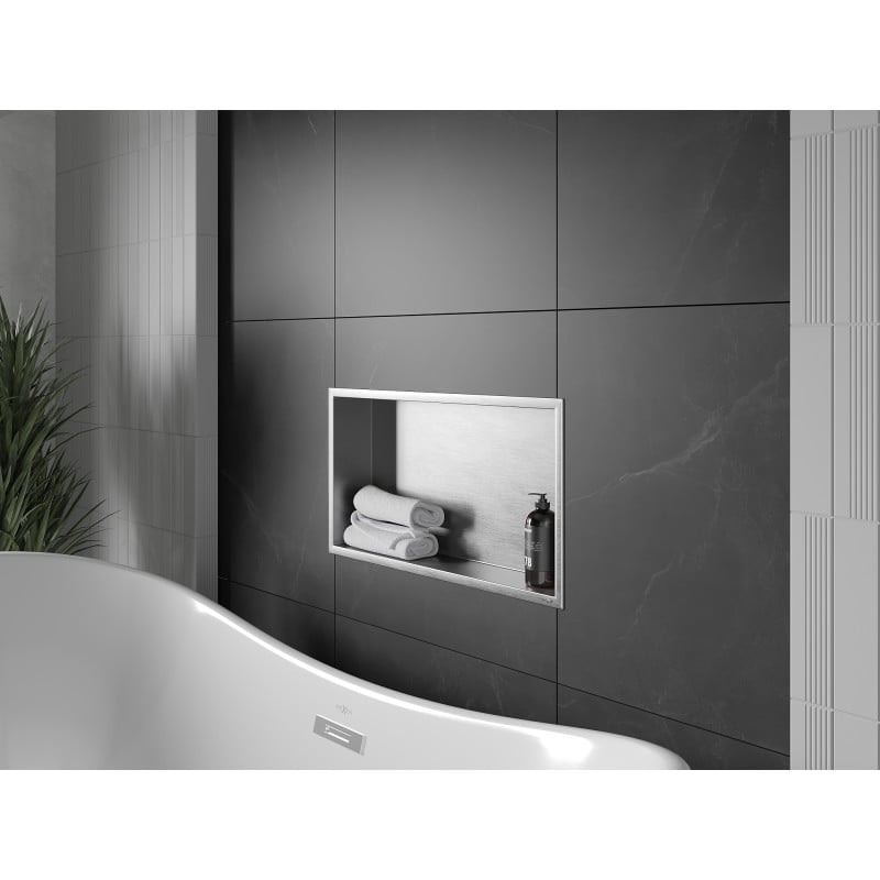 Mexen X-Wall-R étagère encastrée avec collerette 60 x 30 cm, inox - 1910603010